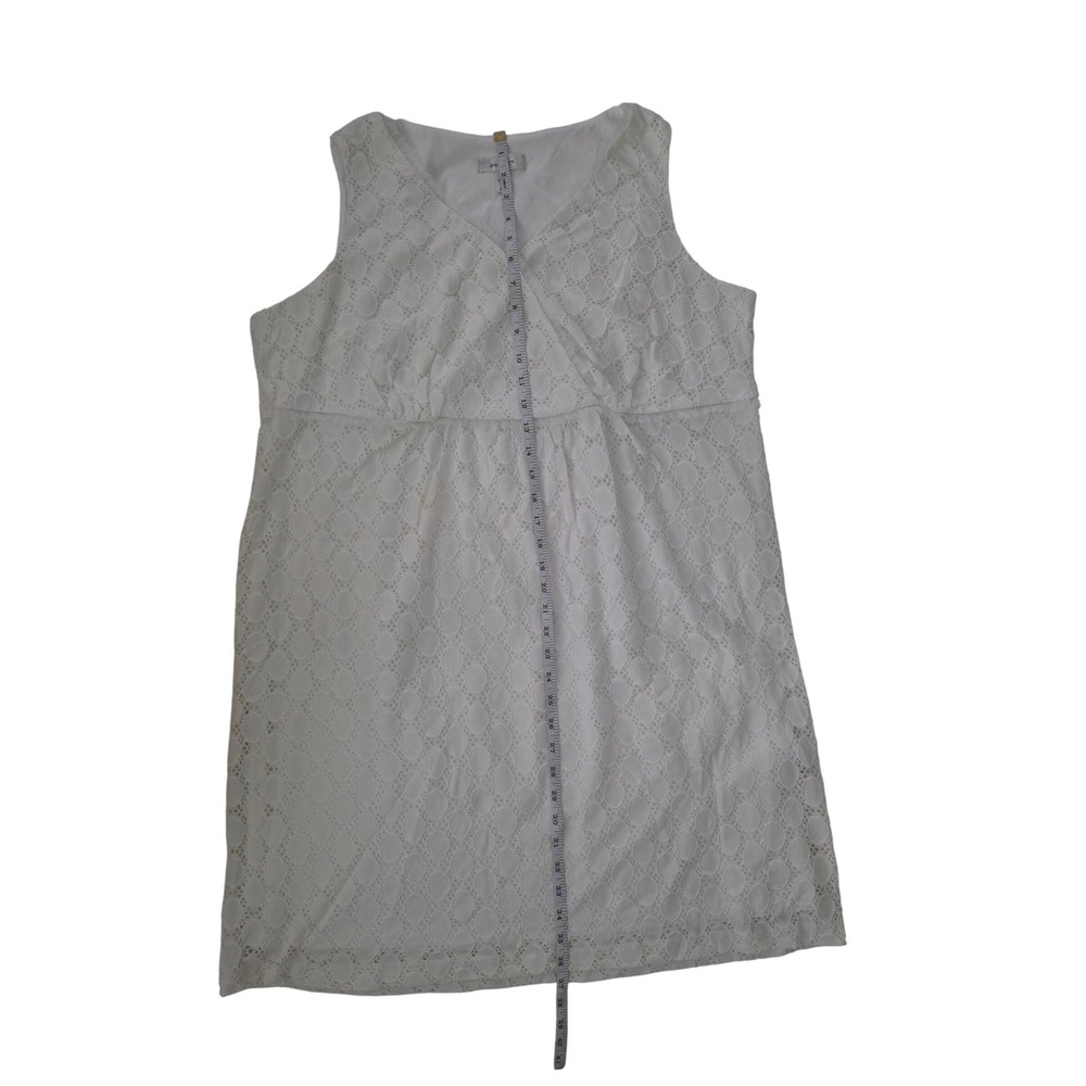 Dressbarn White Eyelet Lace‎ Empire Waist V-Neck Sleeveless Dress Plus Size 22